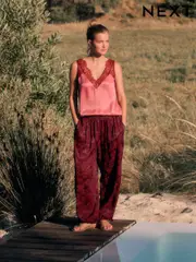 Plum Purple Satin Jacquard Harem Trousers (AR9520) | $79