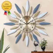 23 Inch Silent Metal Mid Century Wall Clocks for Living Room Decor, Colorful Lea