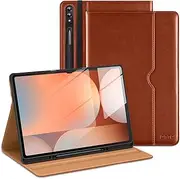 [DTTO] for Samsung Galaxy Tab S10 Ultra / S9 Ultra / S8 Ultra Case 2024/2023/2022, Premium Leather Business Folio Stand Cover with S Pen Holder for 14.6 Inch Tablet, Auto Wake/Sleep, Brown