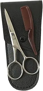 1 Set Stainless Steel Mustache Scissors Precision Beard Shears for Men Portable Trimming Kit with Comb Storage Bag for Barbershops Home Use