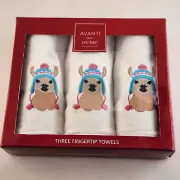 Avanti Home 3 Piece Gift Set 3 Llama Embroidered Fingertip Towels NIB