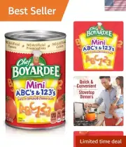 Quick & Delicious Mini ABC's and 123's Pasta in Easy-Open 15oz Cans - 12 Pack