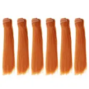 15cm Doll Hair Wefts, 6Pcs Straight Hair Doll Wigs, Orange