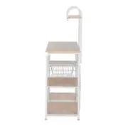 Light Beige Kitchen Baker's Rack Utility Storage Shelf 35.5" Microwave Stand 4-T