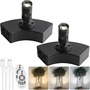 Novantl Zoomable Spot Lights Indoor, Wireless Rechargeable Spotlight, Uplighting Indoor with Remote Control, Battery Operated Spotlight for Accent Lighting Tree Pictures Display (2Pack)