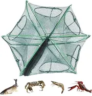Fish Trap, 40 cm Fishing Trap with 6 Holes, Foldable Nylon Fishing Net as Crab Trap, Fish Trap, for Catching Various Shrimps, Crabs, Small Fish