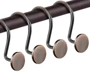 Bronze Shower Curtain Hooks Oil Rubbed Rustproof Shower Curtain Rings for Bat...