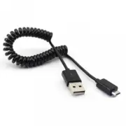 BLACK COILED MICRO USB CABLE CHARGER POWER CORD SYNC WIRE For PHONES & TABLETS