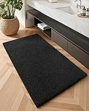 Color&Geometry Black Bathroom Rugs- Absorbent, Non Slip, Soft, Washable, Quick Dry, 24"x43" Small Rug Bath Mats for Bathroom, Microfiber Shower Mat Bath Rug Bathroom Carpet