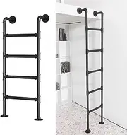 Floor Standing Loft Bunk Bed Ladder - Heavy Duty Attic Stairs Basement Egress Ladders Black Wrought Iron Emergency Fire Climbing Ladder - Tall Bed Climb Step Ladder(135cm/53in)