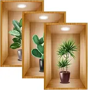 HOMSFOU 3Pcs Home Decor Three-Dimensional Plant Stickers Flowers PVC Girl Room Ornament Potted Plant Decal Triptych Mural Plant Wall Decorations Potted Flower Applique Removable Rabbit