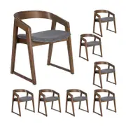 Mattia 8pc Set Dining Chair Grey Fabric Seat Walnut