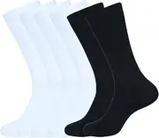 [AJ DEZINES] Women's Dress Socks Moisture-Wicking Cotton Blend - Pack of 3, 2 White, 1 Black
