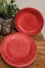 Pier 1 Imports Dinner Plates 11" Red Detailed Edge, Set/4 Melamine NEW