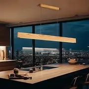 Krear Linear Pendant Light - 150cm Ashwood LED Hanging Light, Kitchen Linear Pendant Lighting Over Island