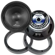 1 Pair Audiopipe 8" 250W Mid Range Loud Speakers with 1" Plastic Spacer Rings