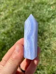Blue Lace Agate Point, Stone Tower, Natural Blue Lace Agate from South Africa