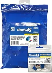Simply45 S45-3590BL Cat5e Unshielded 90 Degree Keystone Jack - Blue - 25-Pack - 810093722778