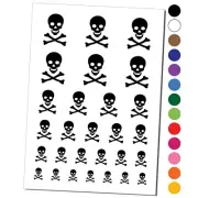 Skull and Crossbones Solid Temporary Tattoo Water Resistant Fake Body Art Set...
