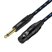 TS 1/4 Inch to XLR Unbalanced Audio Cable Mono 6.35mm Jack to 3-Pin XLR Instr...