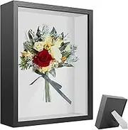 Shadow Box Picture Frame Wall Mounted Shadow Box Display Cases Rectangle Tabletop Shadowbox Frame Simple Elegant Shadow Box Black/White for Display Photos Medals Awards Tickets Crafts Souvenir PoUYWH