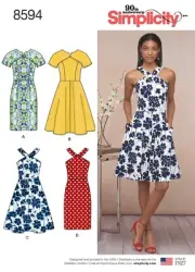 SIMPLICITY SEWING PATTERN 8594 MISSES 14-22 DRESSES W/ BODICE & SKIRT VARIATIONS