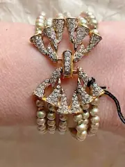 Amazing Vintage Bijoux Stern Paris luxury Bracelet -2 shades of pearls, crystals