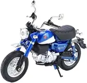 Motorcycle Model with Steering Movable Stand for mo&nk&ey 125 1:12 Alloy Sports Motorcycle Model Diecast Street Racing Motorcycle Model Simulation Sound Light Toys Gift(Blue)