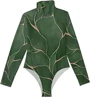 [Joisal] Golden Line Abstract Leaf Ladies Turtlenecks Long Sleeve for Concert Tops for Women