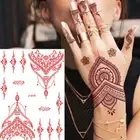 Brown Henna Tattoo Body Stickers Temporary Lace Floral Waterproof Fake Tatoo "