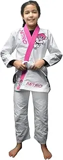 [Nitro Fight Wear] Girls Kids Premium BJJ Gi - FREE WHITE BELT - Pink Lapel - Lightweight - Monkey - Brazilian Jiu Jitsu Girl's Uniform