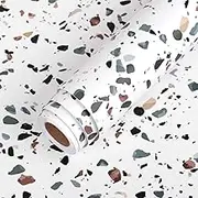 LaCheery Terrazzo Contact Paper for Countertops Waterproof Self Adhesive Granite Countertop Contact Paper Decorative Wall Paper Roll Peel and Stick Wallpaper for Kitchen Shelf Drawer Liners 15.8"x80"