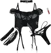 [JINZIJINYU] Women Lingerie Babydoll Lace Mesh See Through Sexy Pajamas Uniform Temptation Sexy Suit Tights Jumpsuit