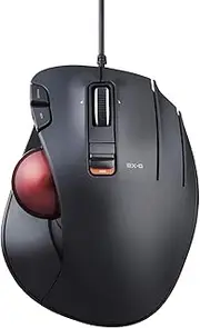 ELECOM-Japan Brand- Trackball Mouse Thumb Operated Model, Red Ball, Wired, Ergonomic Design Fit to Hands, High Durability Buttons/Black/M-XT2URBK-G