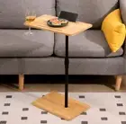 C-Shaped End Table for Couch Arm Side Table with 360° Rotating Height Adjustable