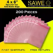 200 x Pink Anti Static Shielding Bags 4" x 6" Zip Lock Reclosable 4 Mil