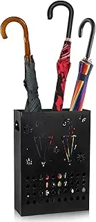 Coloch Metal Umbrella Stand Rack, Freestanding Umbrella Holder Bin Multipurpose Cane Storage Rack with Weighted Base for Umbrella, Walking Stick, Home, Hotel, Office, Rectangle, Black