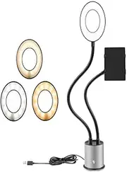 WOONEKY Phone Holder with Lamp Makeup Phone Holder Phone Holder with Light Ring Light Multifunction White