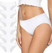 [Cozyroam] Women's Cotton Underwear, Pack of 6, Breathable Women's Underwear, Basic Comfortable Hipster Briefs, Soft Panties, Multipack, White, XX-Large