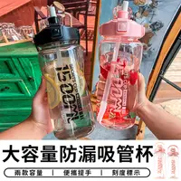 在飛比找樂天市場購物網優惠-大容量防漏吸管杯 2000ml水壺 手提水壺 吸管水杯 運動