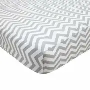 TL Care 100% Natural Cotton Percale Fitted Mini Crib Sheet, Gray Zig Zag, 24 x 3