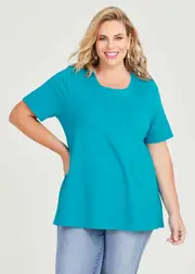 [Virtuelle] Taking Shape Organic Swing Short Sleeve T-shirt Size 16 in Lake Blue, Organic Cotton - Plus Size Women's Clothing Lake Blue