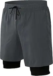 [Aosufei] Men's Stretchy Slim Fit Breathable Shorts Quick Dry Breathable Beach Shorts Elastic Waist Shorts with Lining