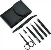 7 in 1 Eyebrow Shaping Tweezers, Scissors and Razors Set, Beauties Factory Eyebrow Trimming and Shaping Slant Pointed Trimmer Shaper with Case, Eye Brows Brush Eyelashes Kit for Women and Men