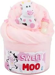 Pink Butter Slime Kit with Cute Cow Toy for Girls Age 6-14|Premium Cotton Slime Supplies with Collectible Animal Toy| Fun DIY Craft Gift for Birthdays, Christmas.