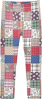 [Joisal] Girls' Leggings 4T Patchwork Pattern, Comfortable Leggings for Girls with Moisture Wicking Fabric