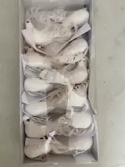 White Feather Doves With Silver Clips Crafts Decorations Long Tails 12 Pack