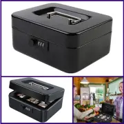 Medium Metal Cash Box with Combination Lock Safe and Money Tray for Security