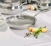 Brand New In Box Tupperware Mastro 28cm Stainless Steel FryPan Glass Lid RRP$299