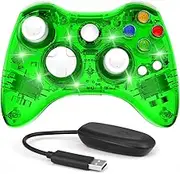 PAWHITS Wireless Xbox 360 Controller Double Motor Vibration Wireless Gamepad Gaming Joypad (Transparent Green)